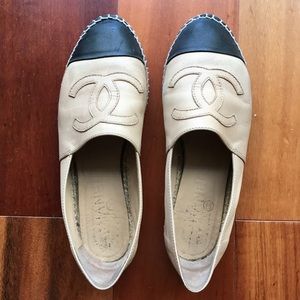 Authentic CHANEL LAMBSKIN CC ESPADRILLES